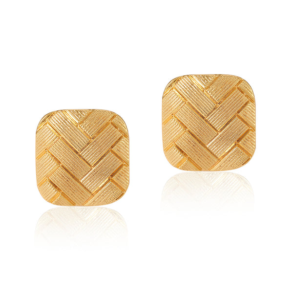 18K Gold Plated Stripe s925 Silver Needle Stud Earrings