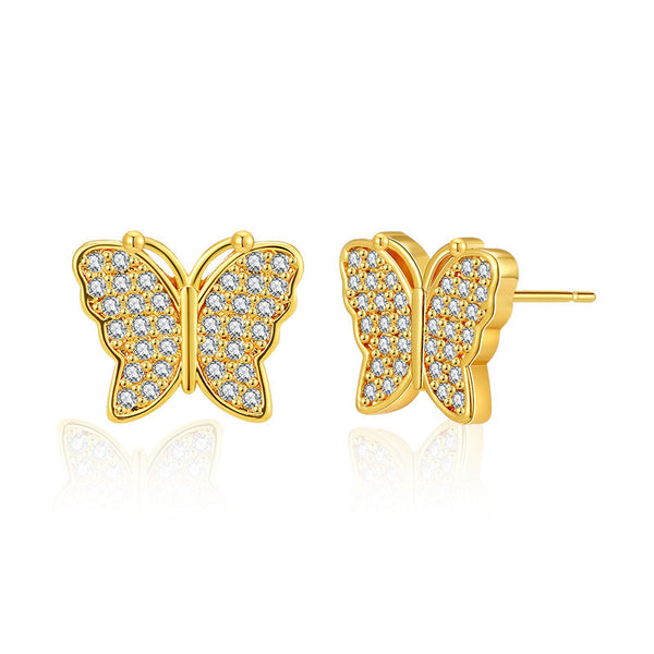 18K Gold Plated Copper Small Butterfly Stud Earrings