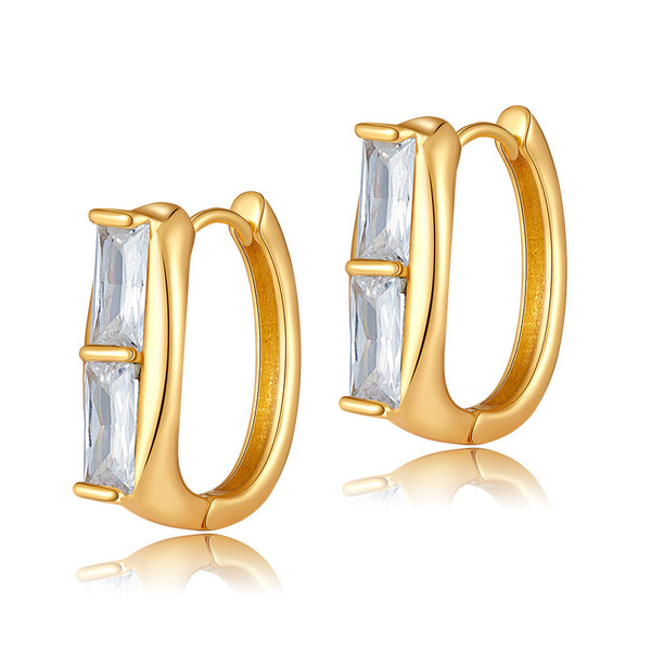 18K Gold-plated Copper Sugar Cube Maillard Hoop Earrings