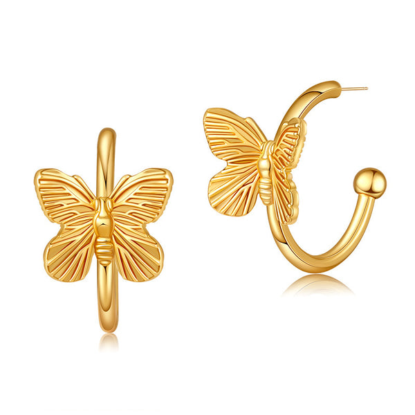 18K Gold-plated Copper Butterfly Stud Earrings