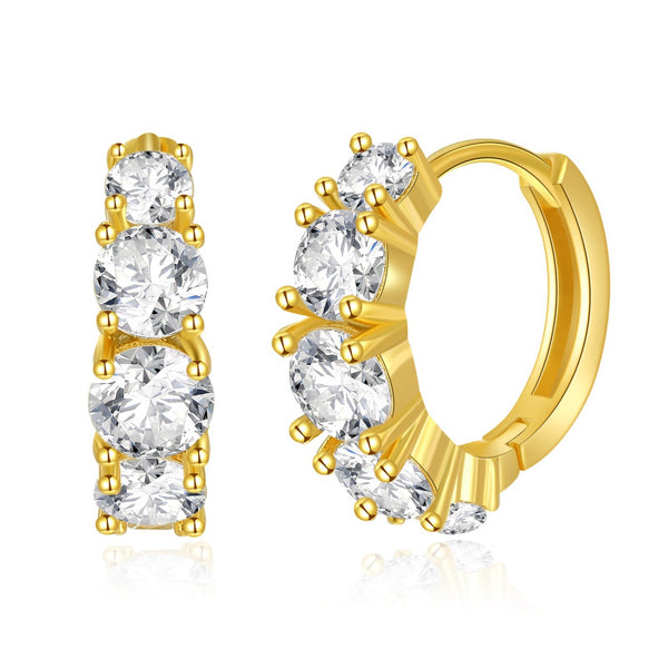 18K Gold Plated Small Hoop Earrings with Diamonds