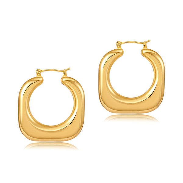 Copper 18K Gold Plated Minimalist Smooth Hoop Earrings