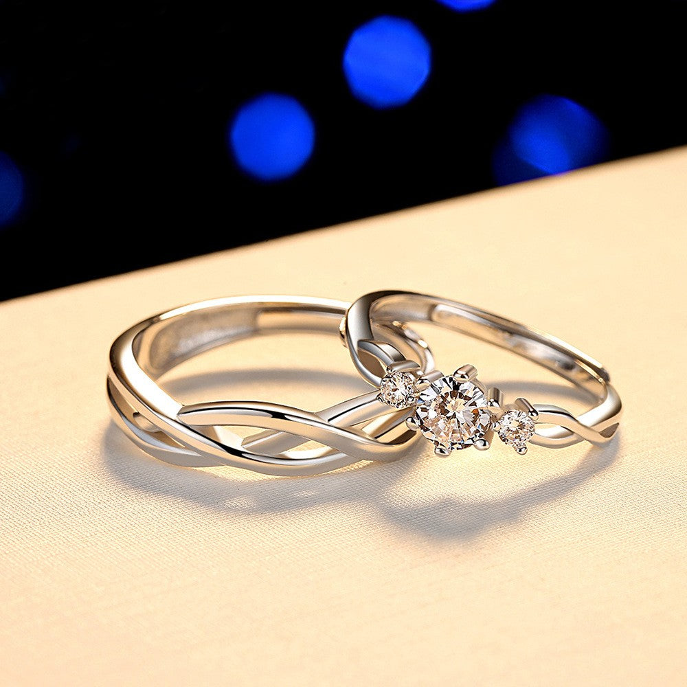 HOYON s925 Silver All Diamond Style Two Piece Couple Diamond Ring Princess  Ring Fashion Luxury Women's Ring Engagement Jewelry - AliExpress