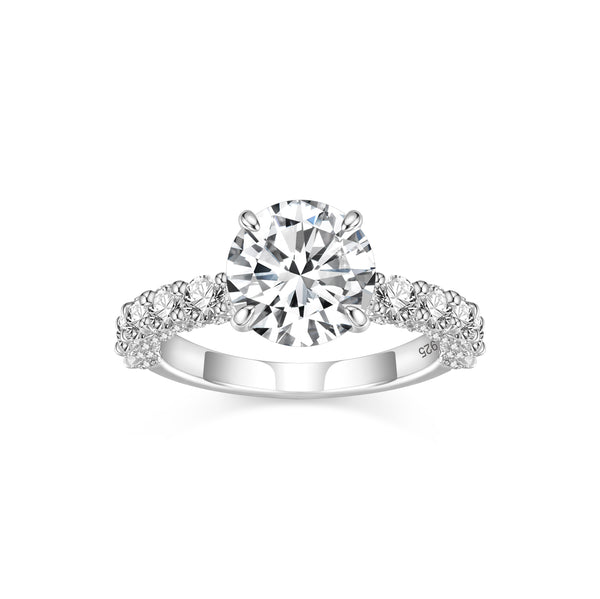 3ct 4 Prong 925 Silver Moissanite Engagement Ring