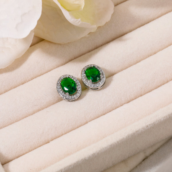 Oval Cut Emerald Stud Earrings