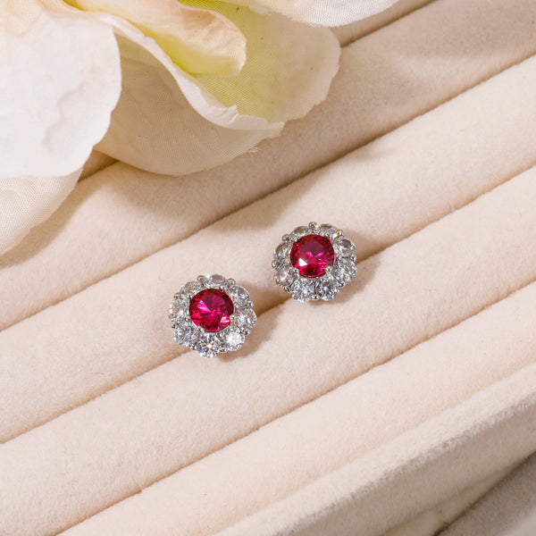 Round Cut Ruby Stud Earrings