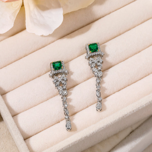 Square Cut Emerald Earrings