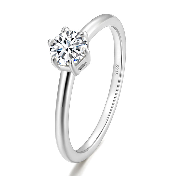 0.5CT Round Cut Moissanite Engagement Ring