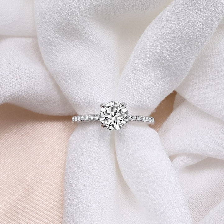 925 Silver Round Cut 1.2 CT Moissanite Engagement Ring